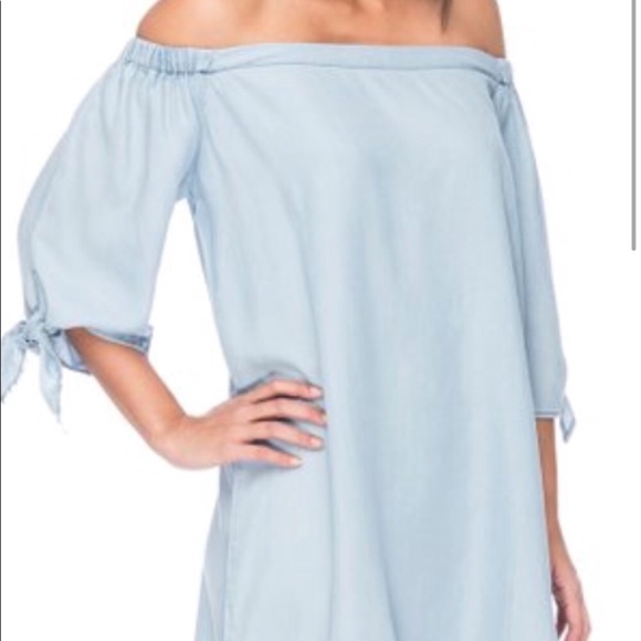 Bobeau Blue Off The Shoulder Dress - Picture 2 of 8